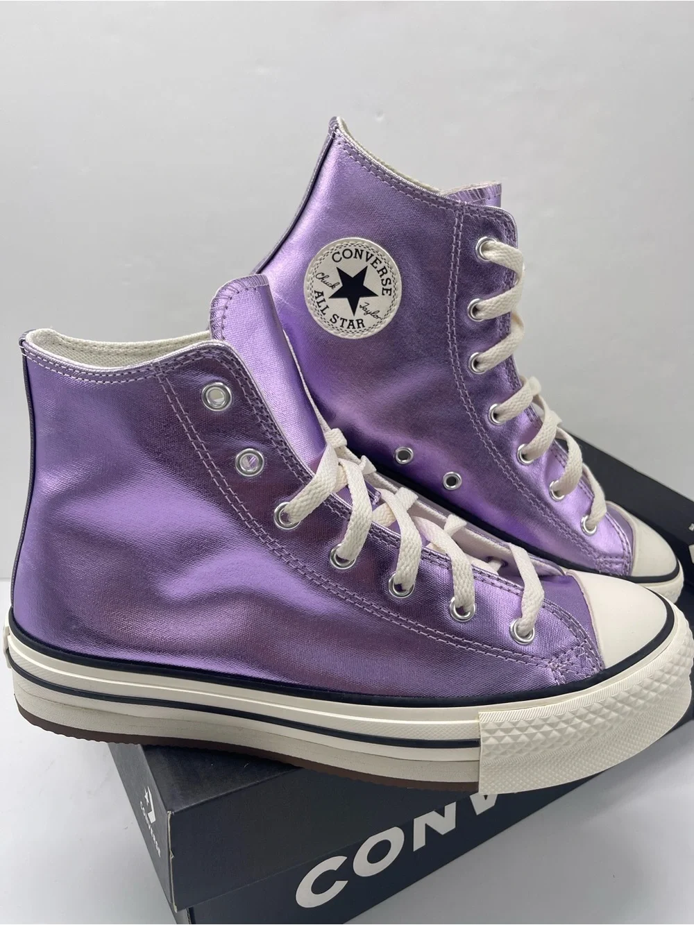 Converse CTAS EVA LIFT HI PURPLE/EGRET/BLACK A13449C Platform Sneakers
